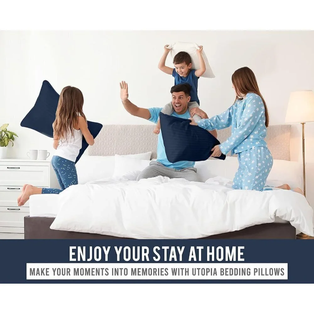 👉 2 Set King Bedding Bed Pillows for Sleeping  (Navy) Cooling Hotel Style